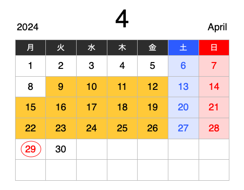 2024年の4月